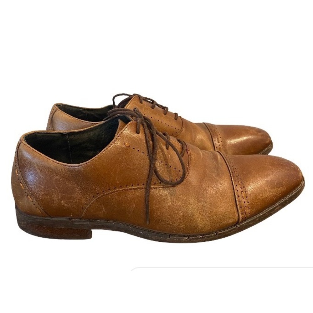 Vintage Stacy Adams Brown Leather Cap Toe Oxfords Size 10M